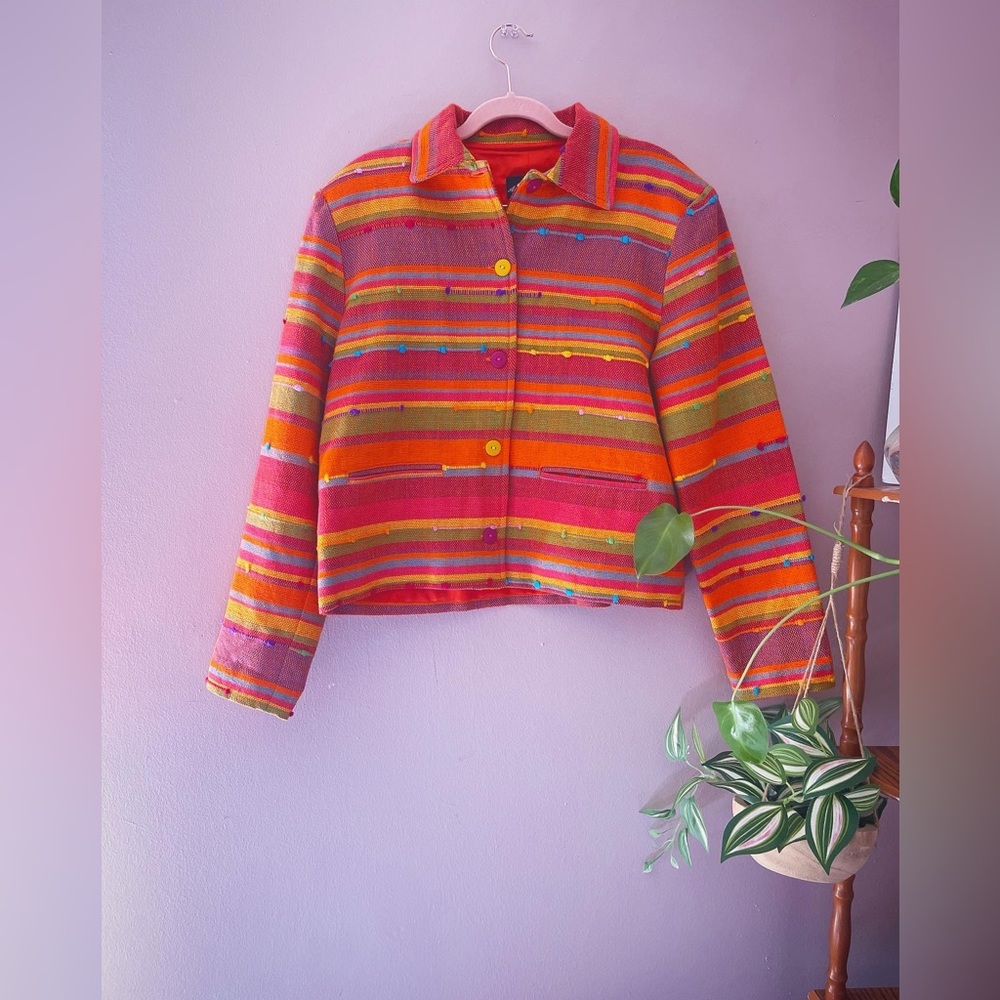 Vintage Rainbow South Western Print Cropped Jacket